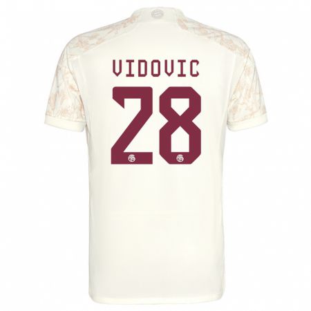 Kandiny Homme Maillot Gabriel Vidovic #28 Blanc Cassé Troisieme 2023/24 T-Shirt