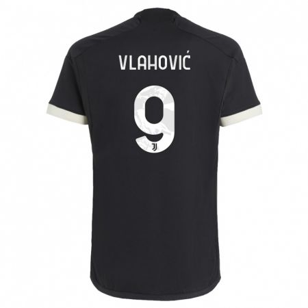 Kandiny Homme Maillot Dusan Vlahovic #9 Noir Troisieme 2023/24 T-Shirt