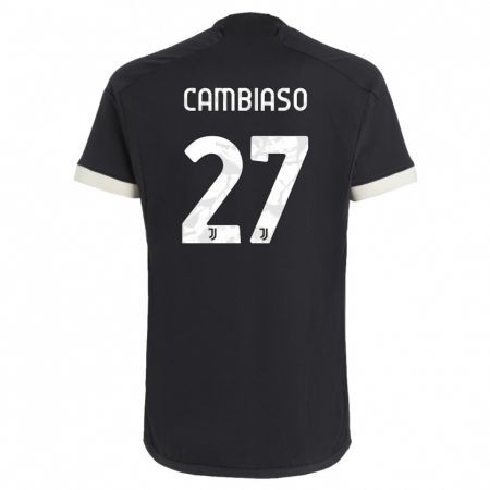 Kandiny Homme Maillot Andrea Cambiaso #27 Noir Troisieme 2023/24 T-Shirt