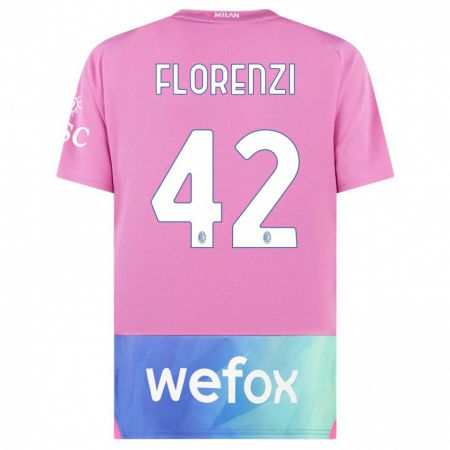 Kandiny Homme Maillot Alessandro Florenzi #42 Rose-Mauve Troisieme 2023/24 T-Shirt