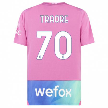 Kandiny Homme Maillot Chaka Traorè #70 Rose-Mauve Troisieme 2023/24 T-Shirt