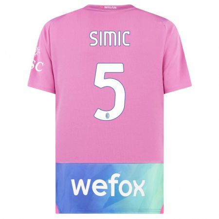 Kandiny Homme Maillot Jan-Carlo Simic #5 Rose-Mauve Troisieme 2023/24 T-Shirt