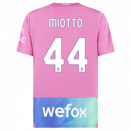 Kandiny Homme Maillot Giorgia Miotto #44 Rose-Mauve Troisieme 2023/24 T-Shirt