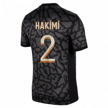 Kandiny Homme Maillot Achraf Hakimi #2 Noir Troisieme 2023/24 T-Shirt