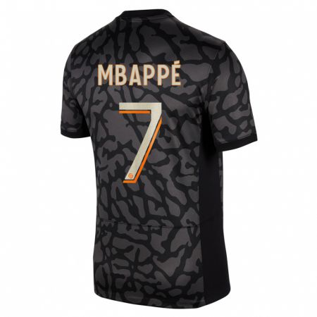Kandiny Homme Maillot Kylian Mbappé #7 Noir Troisieme 2023/24 T-Shirt
