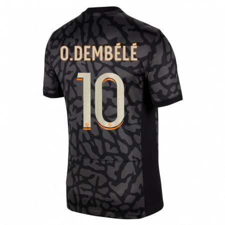 Kandiny Homme Maillot Ousmane Dembélé #10 Noir Troisieme 2023/24 T-Shirt