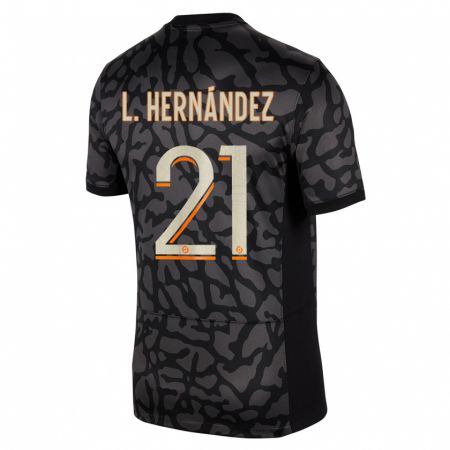 Kandiny Homme Maillot Lucas Hernández #21 Noir Troisieme 2023/24 T-Shirt