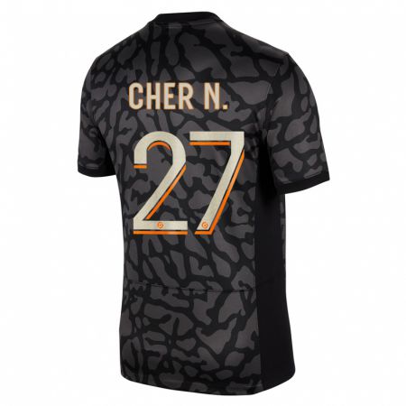 Kandiny Homme Maillot Cher Ndour #27 Noir Troisieme 2023/24 T-Shirt