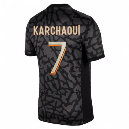 Kandiny Homme Maillot Sakina Karchaoui #7 Noir Troisieme 2023/24 T-Shirt