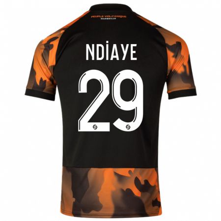 Kandiny Homme Maillot Iliman Ndiaye #29 Noir Orange Troisieme 2023/24 T-Shirt