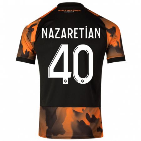 Kandiny Homme Maillot Manuel Nazaretian #40 Noir Orange Troisieme 2023/24 T-Shirt