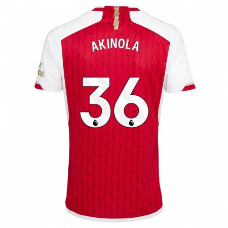 Kandiny Femme Maillot Tim Akinola #36 Rouge Tenues Domicile 2023/24 T-Shirt