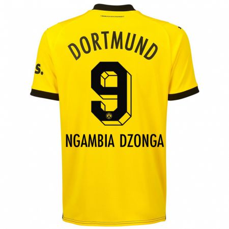 Kandiny Femme Maillot Diego Ngambia Dzonga #9 Jaune Tenues Domicile 2023/24 T-Shirt