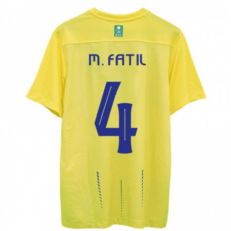 Kandiny Femme Maillot Mohammed Al-Fatil #4 Jaune Tenues Domicile 2023/24 T-Shirt
