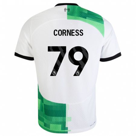 Kandiny Femme Maillot Dominic Corness #79 Blanc Vert Tenues Extérieur 2023/24 T-Shirt