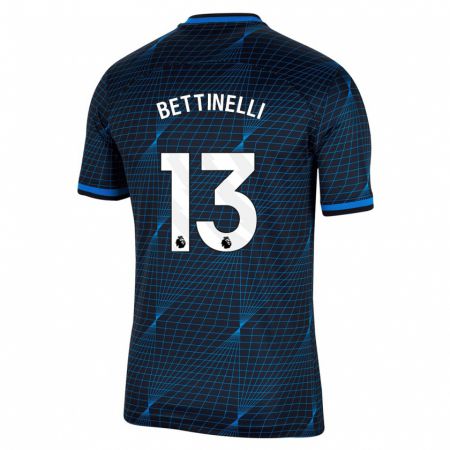 Kandiny Femme Maillot Marcus Bettinelli #13 Bleu Foncé Tenues Extérieur 2023/24 T-Shirt