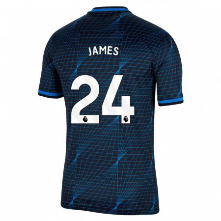 Kandiny Femme Maillot Reece James #24 Bleu Foncé Tenues Extérieur 2023/24 T-Shirt