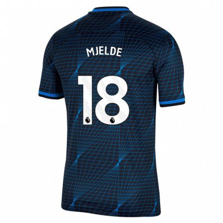 Kandiny Femme Maillot Maren Mjelde #18 Bleu Foncé Tenues Extérieur 2023/24 T-Shirt
