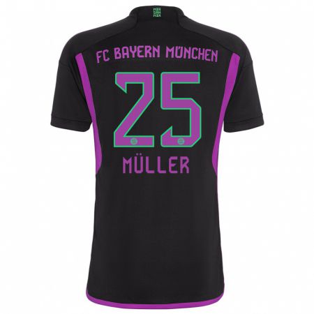 Kandiny Femme Maillot Thomas Müller #25 Noir Tenues Extérieur 2023/24 T-Shirt