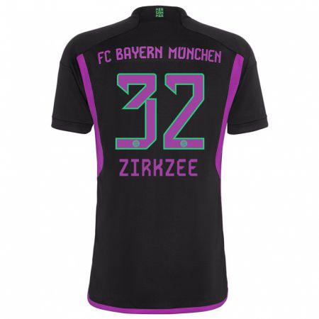 Kandiny Femme Maillot Joshua Zirkzee #32 Noir Tenues Extérieur 2023/24 T-Shirt