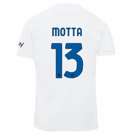 Kandiny Femme Maillot Matteo Motta #13 Blanc Tenues Extérieur 2023/24 T-Shirt