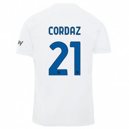 Kandiny Femme Maillot Alex Cordaz #21 Blanc Tenues Extérieur 2023/24 T-Shirt