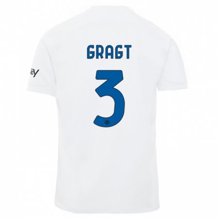 Kandiny Femme Maillot Stefanie Van Der Gragt #3 Blanc Tenues Extérieur 2023/24 T-Shirt
