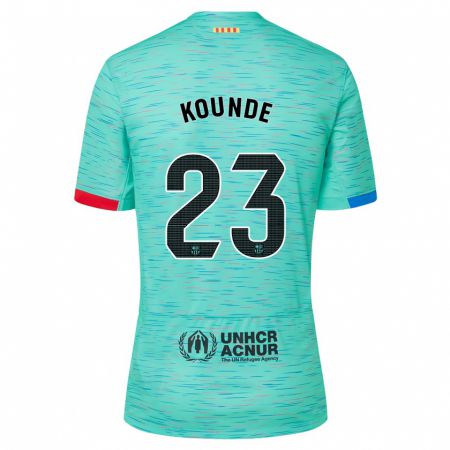 Kandiny Femme Maillot Jules Koundé #23 Aqua Clair Troisieme 2023/24 T-Shirt