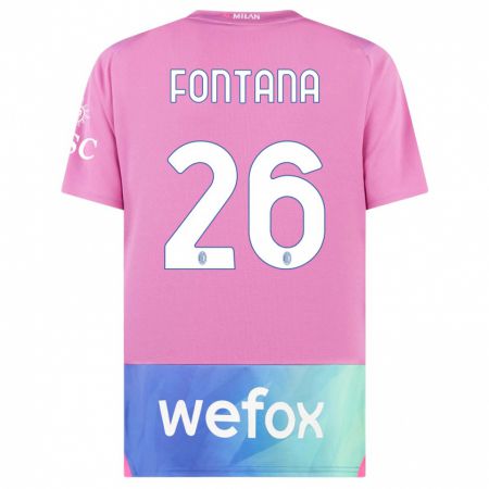 Kandiny Femme Maillot Francesco Fontana #26 Rose-Mauve Troisieme 2023/24 T-Shirt