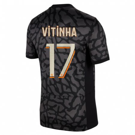 Kandiny Femme Maillot Vitinha #17 Noir Troisieme 2023/24 T-Shirt
