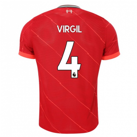 Enfant Football Maillot Virgil van Dijk #4 Rouge Tenues Domicile 2021/22 T-Shirt