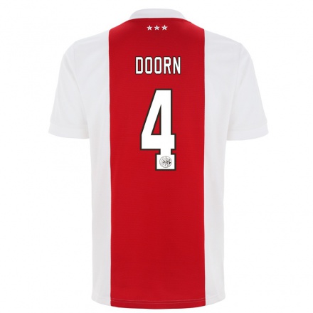 Enfant Football Maillot Lisa Doorn #4 Rouge Blanc Tenues Domicile 2021/22 T-shirt