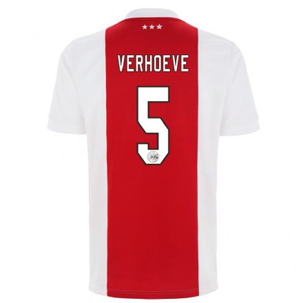 Enfant Football Maillot Soraya Verhoeve #5 Rouge Blanc Tenues Domicile 2021/22 T-shirt