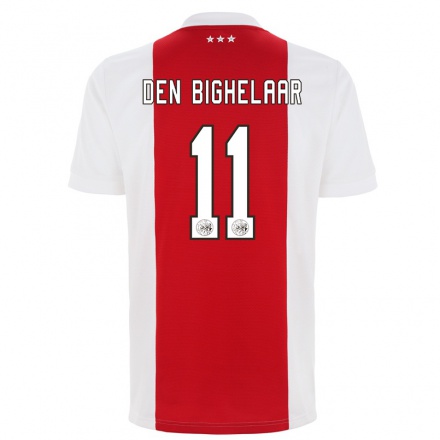 Enfant Football Maillot Marjolijn Van Den Bighelaar #11 Rouge Blanc Tenues Domicile 2021/22 T-shirt