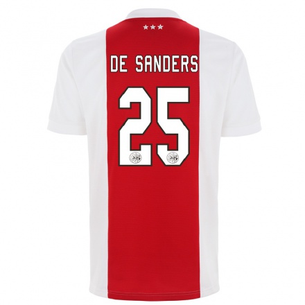 Enfant Football Maillot Kay-lee De Sanders #25 Rouge Blanc Tenues Domicile 2021/22 T-shirt