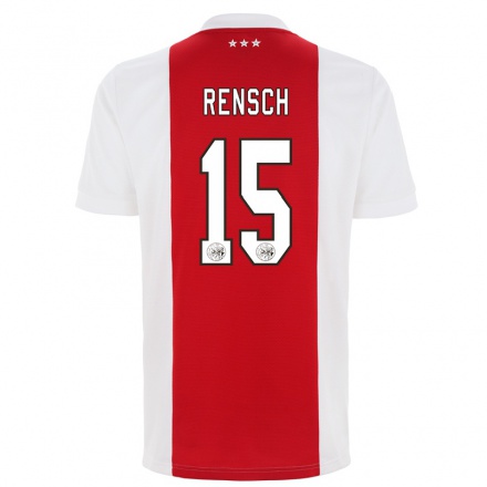Enfant Football Maillot Devyne Rensch #15 Rouge Blanc Tenues Domicile 2021/22 T-Shirt