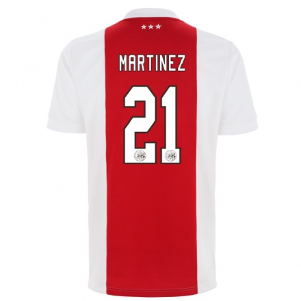 Enfant Football Maillot Lisandro Martinez #21 Rouge Blanc Tenues Domicile 2021/22 T-Shirt