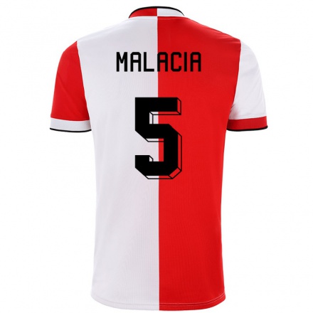 Enfant Football Maillot Tyrell Malacia #5 Rouge Blanc Tenues Domicile 2021/22 T-Shirt