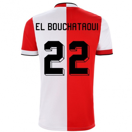 Enfant Football Maillot Achraf El Bouchataoui #22 Rouge Blanc Tenues Domicile 2021/22 T-shirt