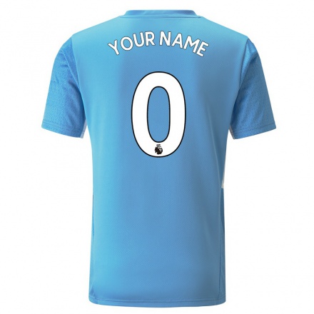 Enfant Football Maillot Votre Nom #0 Bleu Tenues Domicile 2021/22 T-shirt