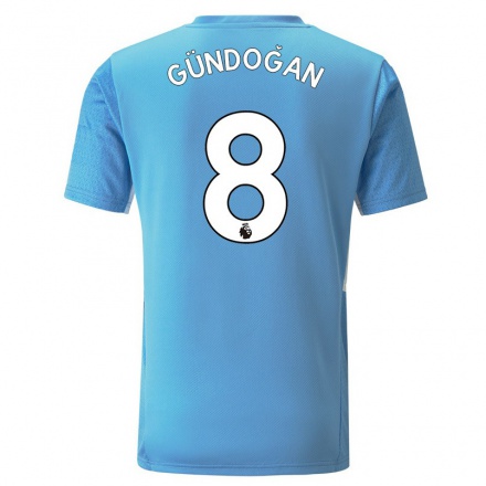 Enfant Football Maillot Ilkay Gundogan #8 Bleu Tenues Domicile 2021/22 T-shirt