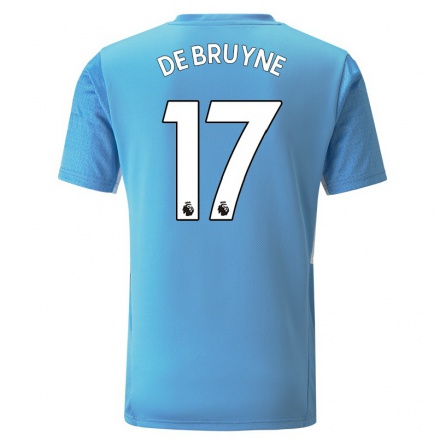 Enfant Football Maillot Kevin De Bruyne #17 Bleu Tenues Domicile 2021/22 T-shirt