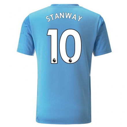 Enfant Football Maillot Georgia Stanway #10 Bleu Tenues Domicile 2021/22 T-Shirt