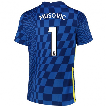 Enfant Football Maillot Zecira Musovic #1 Bleu Foncé Tenues Domicile 2021/22 T-Shirt