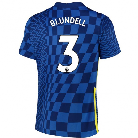 Enfant Football Maillot Hannah Blundell #3 Bleu Foncé Tenues Domicile 2021/22 T-shirt