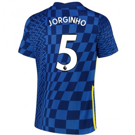 Enfant Football Maillot Jorginho #5 Bleu Foncé Tenues Domicile 2021/22 T-Shirt
