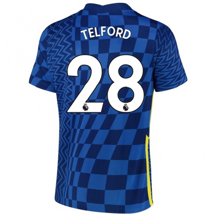 Enfant Football Maillot Carly Telford #28 Bleu Foncé Tenues Domicile 2021/22 T-Shirt