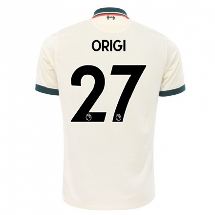 Enfant Football Maillot Divock Origi #27 Beige Tenues Extérieur 2021/22 T-Shirt