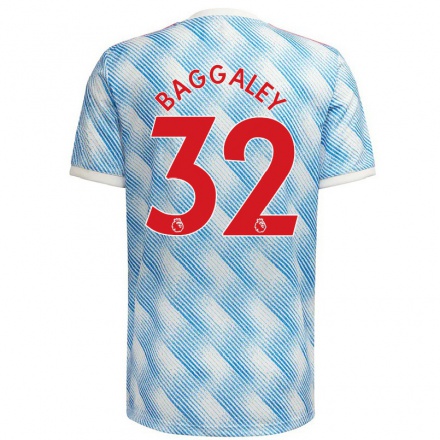 Enfant Football Maillot Sophie Baggaley #32 Bleu Blanc Tenues Extérieur 2021/22 T-Shirt