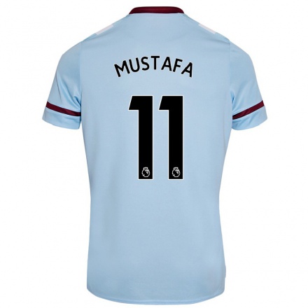 Enfant Football Maillot Nor Mustafa #11 Bleu Ciel Tenues Extérieur 2021/22 T-Shirt
